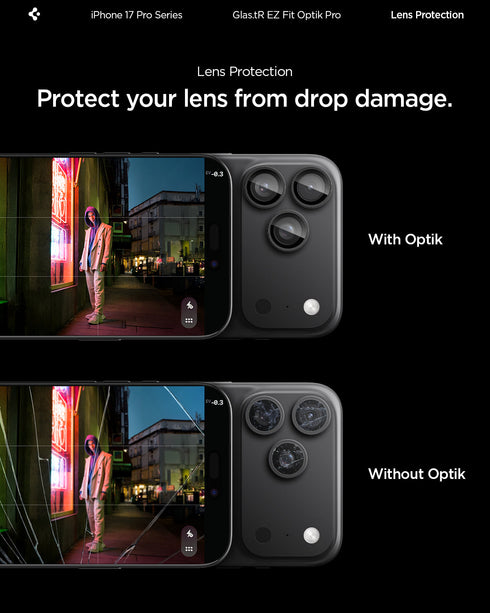 Spigen iPhone 17 Pro Max / 17 Pro Lens Protector – Optik Pro EZ Fit